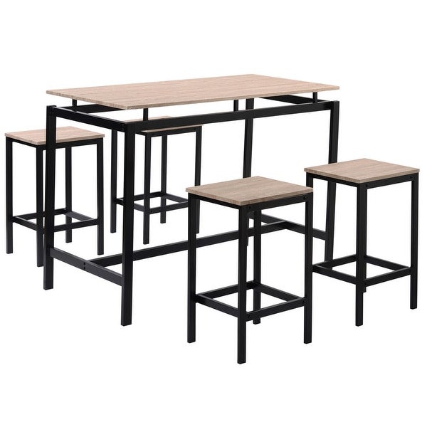 5 Piece Kitchen Counter Height Table Set Dining Table with 4 Chairs