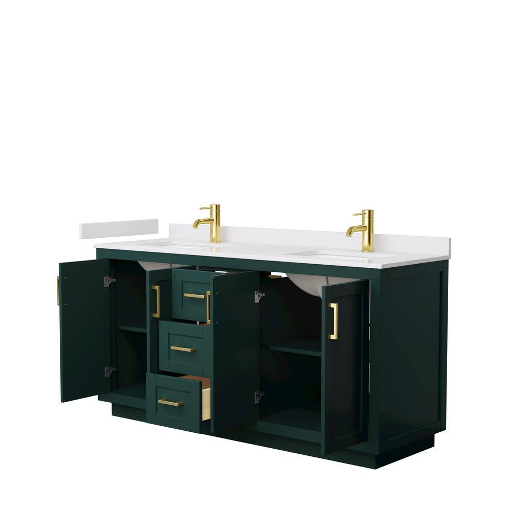 Wyndham Collection Miranda 66 in. W x 22 in. D x 33.75 in. H Double Bath Vanity in Green with White Cultured Marble Top WCF292966DGDWCUNSMXX