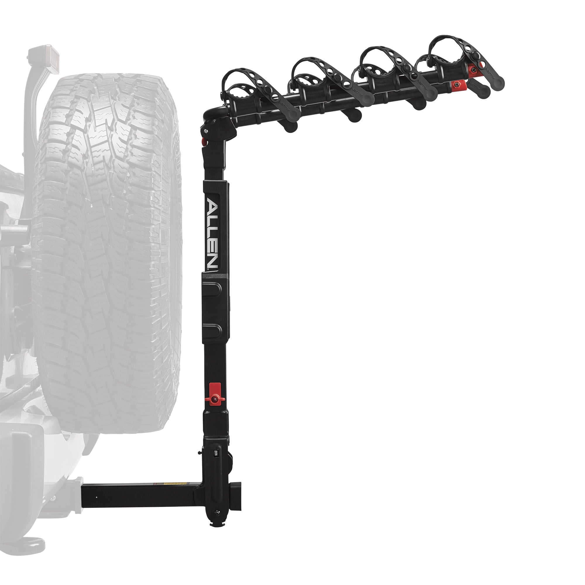 Allen Sports Premier Locking 4-Bike Rack fits 2 in Receiver Hitch， for Vehicle with Spare Tire， 140 lbs capacity， model 400QR