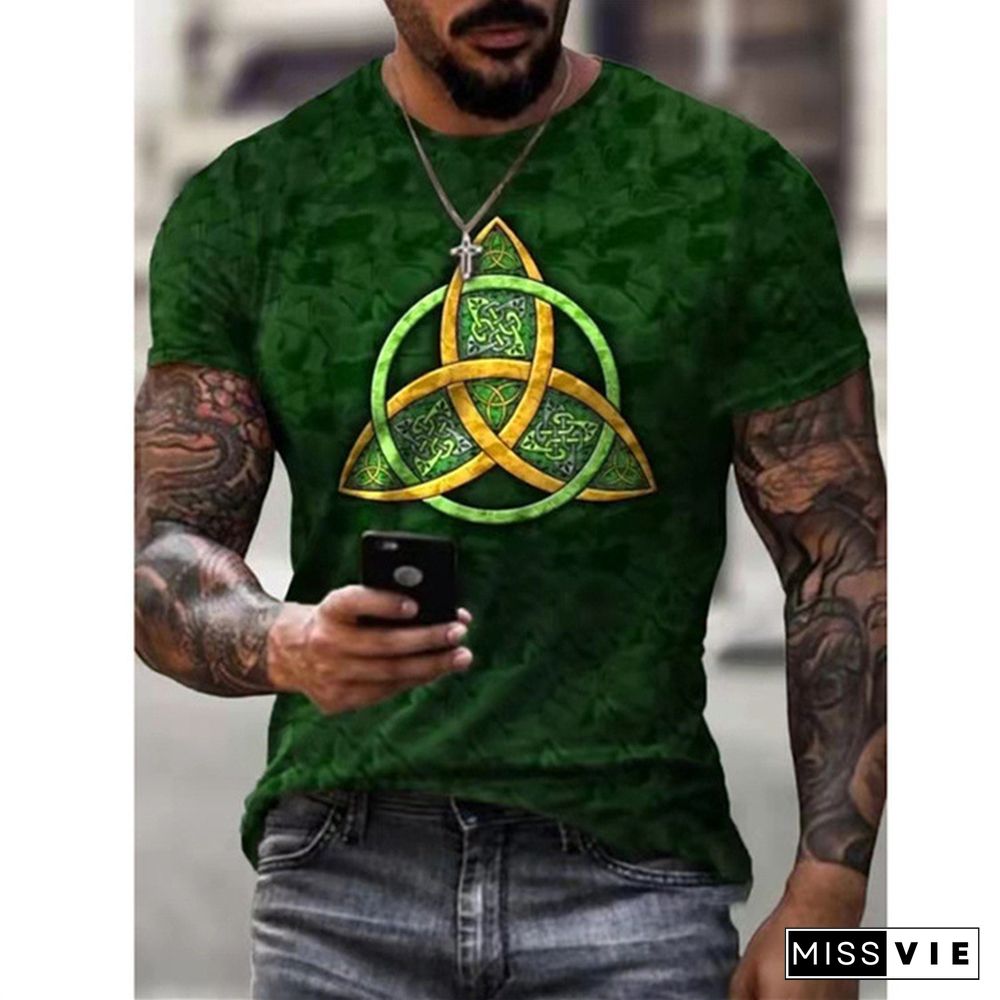 3D Printed Old Large Men's Short Sleeve Ethnic Letter Style T-shirt