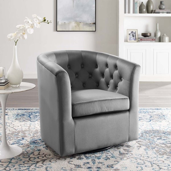 Prospect Tufted Performance Velvet Swivel Armchair