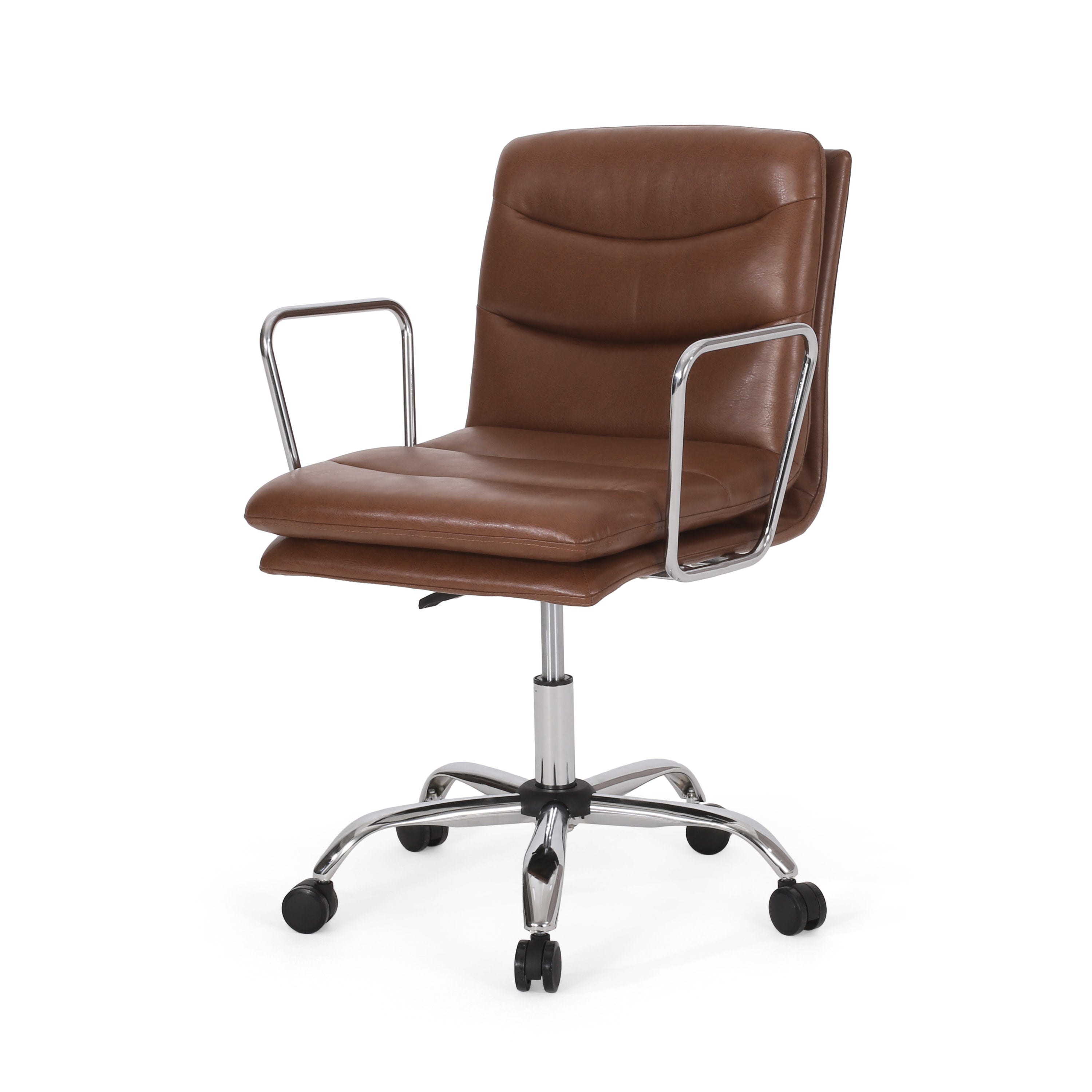 Gould Contemporary Faux Leather Channel Stitch Swivel Office Chair