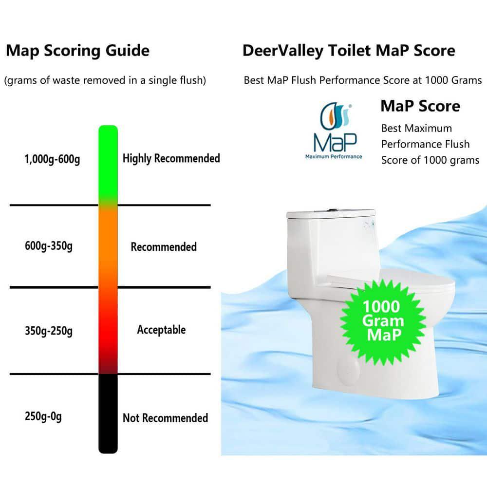 DEERVALLEY Ursa Comfortable Height 12 in Rough in Size 1Piece 08128 GPF Dual Flush Elongated Toilet in White Seat Included