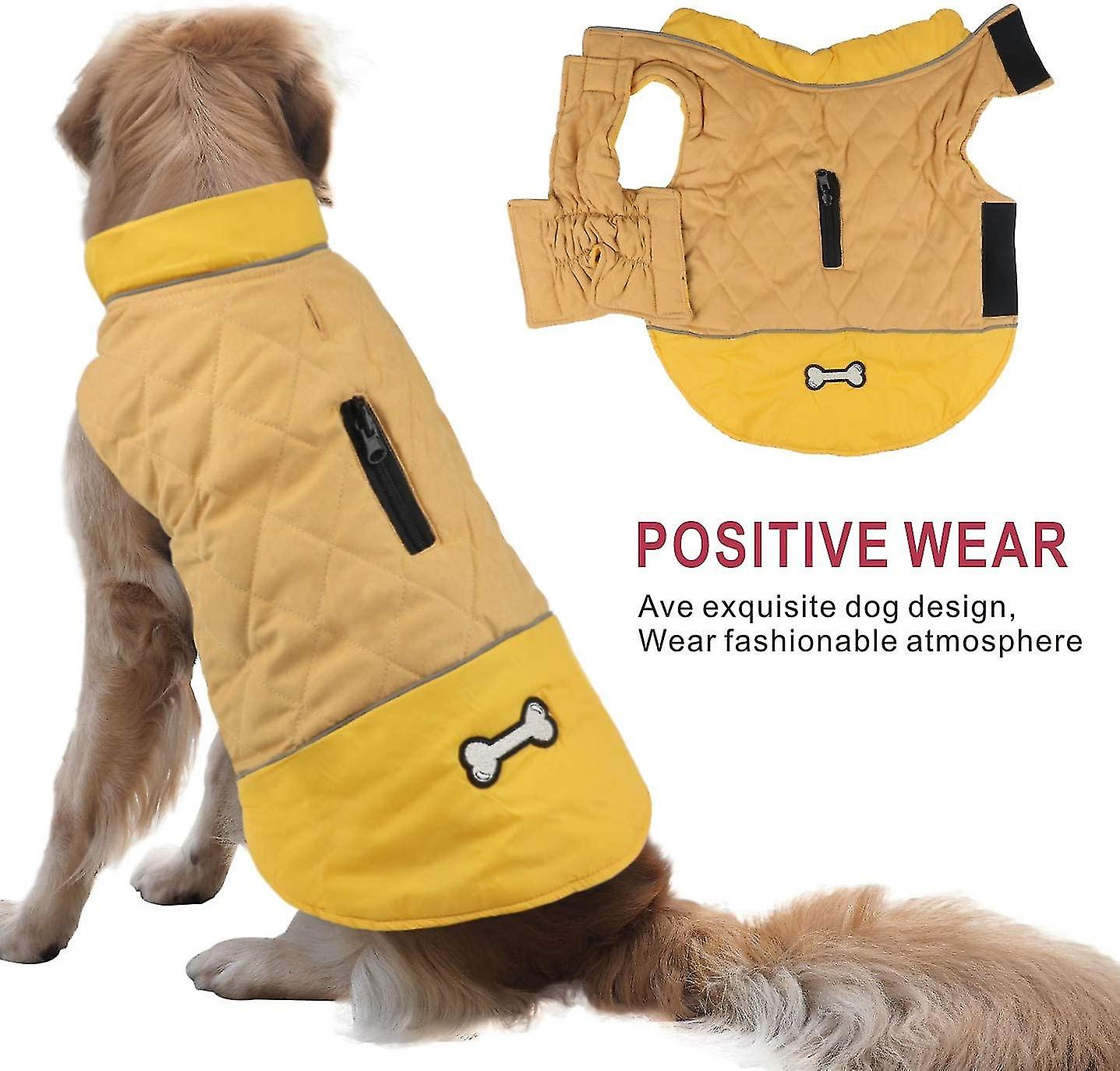 Waterproof Dog Coat Winter Warm Jacket Vest，windproof Snowsuit Dog Clothes Outfit Vest Pets Apparel For Small Medium Large Dogs With Harness Hole Yell