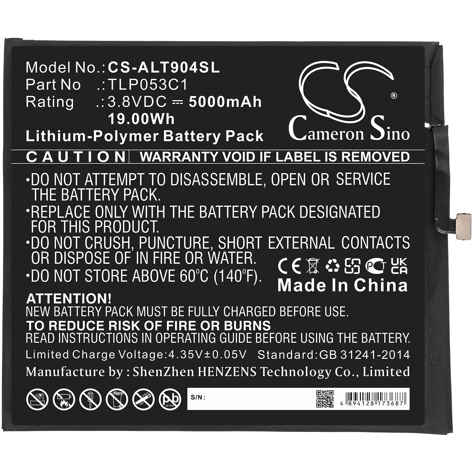 Alcatel OT5007S Tablet Replacement Battery BatteryClerkcom Tablet