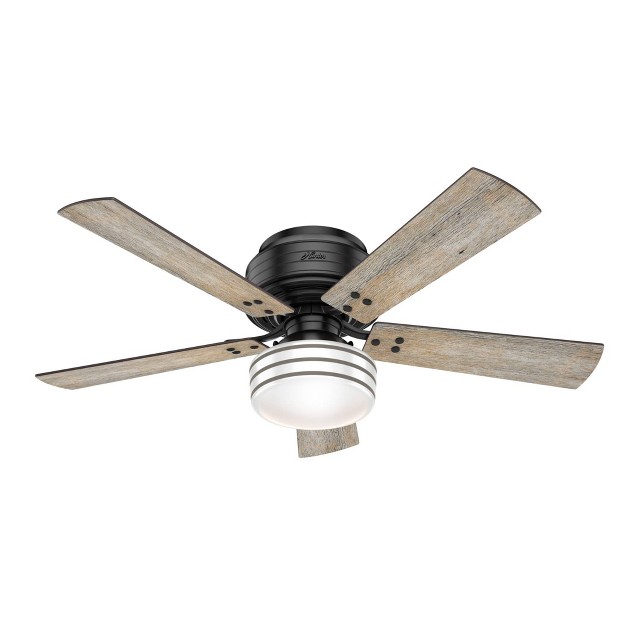 Cedar Key Low Profile Ceiling Fan With Remote Black includes Led Light Bulb Hunter Fan