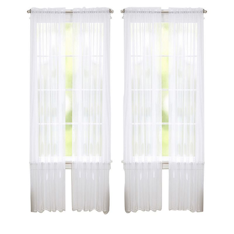 JandV TEXTILES Solid Sheer Window Curtain Panels- Set of 4