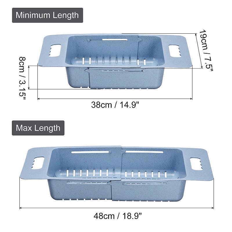 2 Pcs Extendable Over the Sink Colanders Wash Baskets for Kitchen