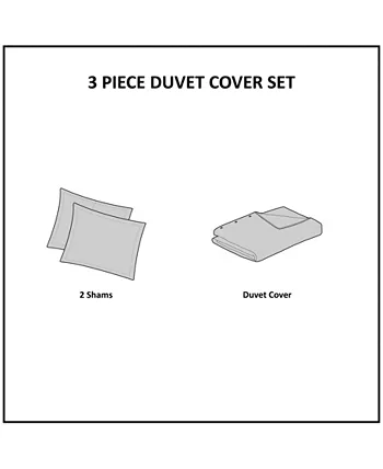 Clean Spaces Dover Oversized 3-Pc. Duvet Cover Set， Full Queen