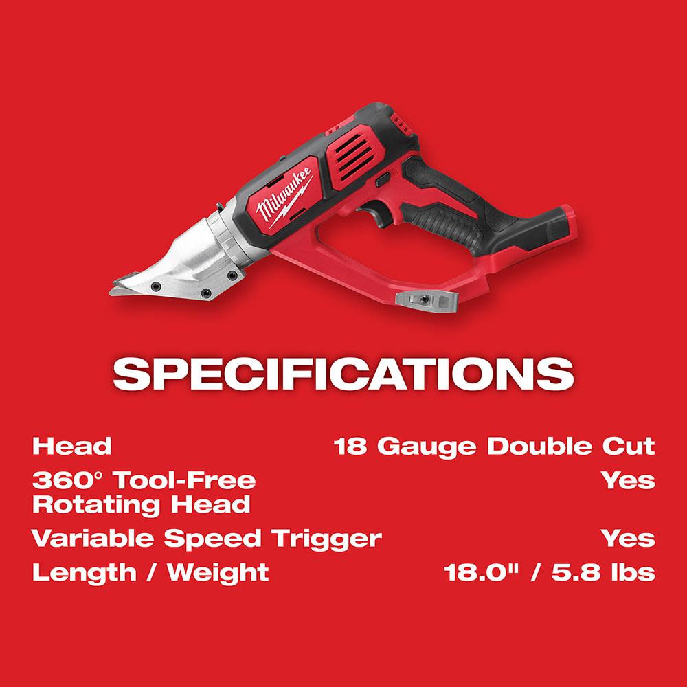 Milwaukee M18 Shear Cordless 18 Gauge Double Cut Reconditioned