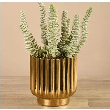 Glossy Classic Finished Brass Planter Modern Design Metal Floor Flower Planter for Living Room Bedroom Display Plant Stand