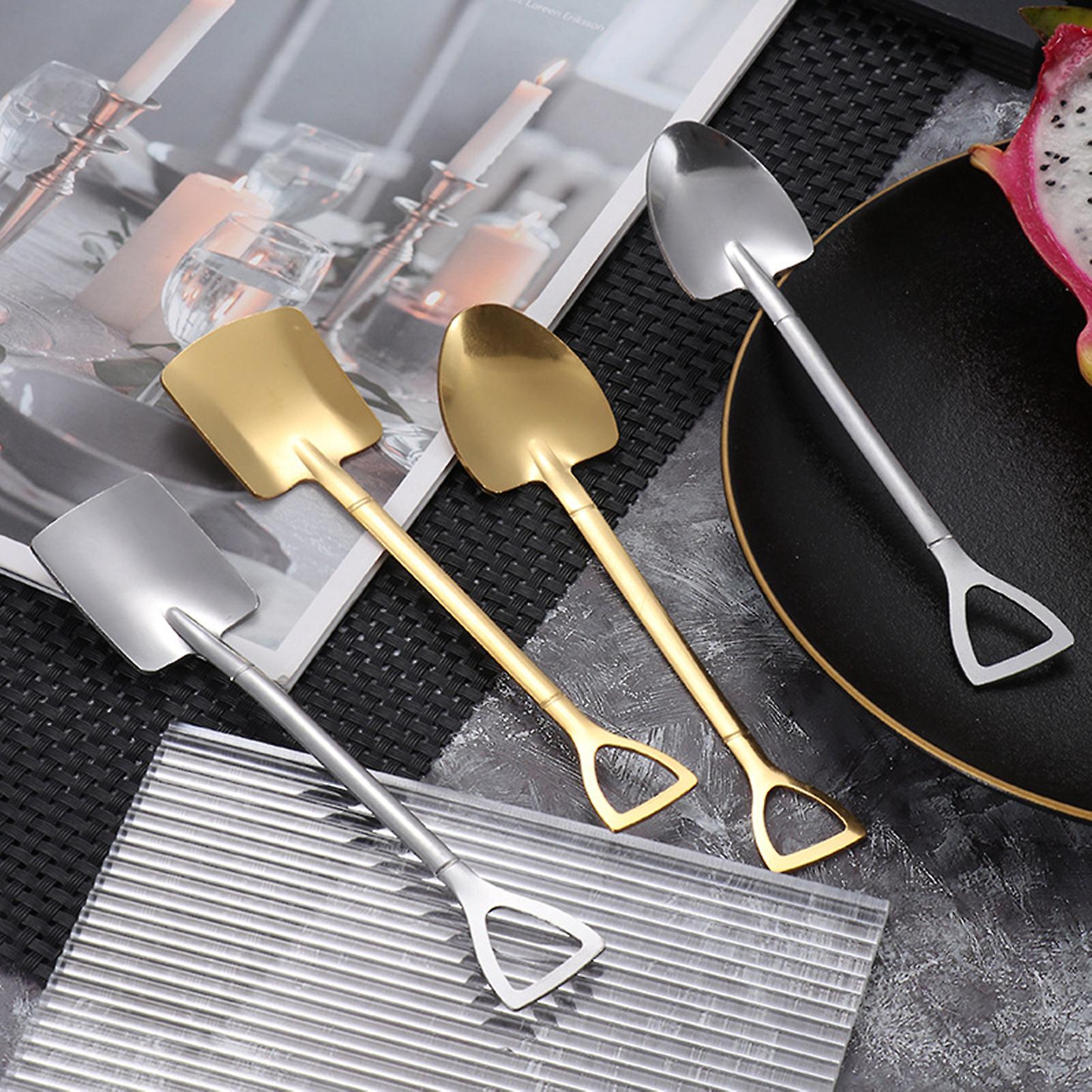 Stainless Steel Spade Dessert Spoon Domstic Use Multifunctional Fruit Cake Ice Cream Coffee Kitchen Seasoner Shovel Spoon