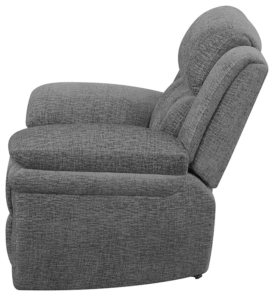 Power Glider Recliner  Charcoal Chenille Upholstered Seat With Pillowed Arms   Modern   Theater Seating   by Decorn  Houzz