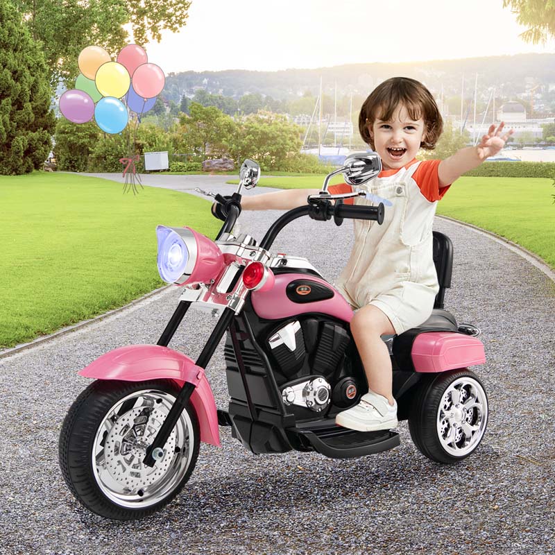 3 Wheel Kids Ride on Chopper-Style Motorcycle, 6V Battery Powered Kids Motorbike Trike Toy with Horn & Headlight