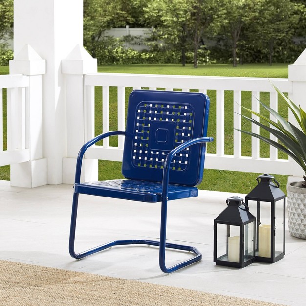 Bates 2pk Outdoor Metal Chairs Navy Crosley