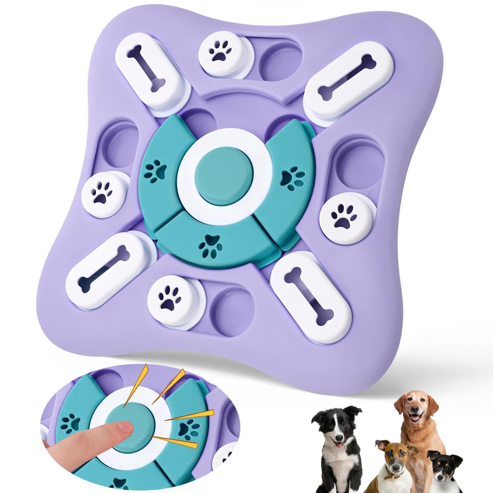 Siaomo Dog Puzzle Toys Interactive Dog Toys，Dog Treat Puzzle for IQ Training and Mental Enrichment，Dog Puzzle Toys for Large Dogs Smart Dogs，DogandCats Fun Feeding，Slow Feeding to Aid Pets Digestion