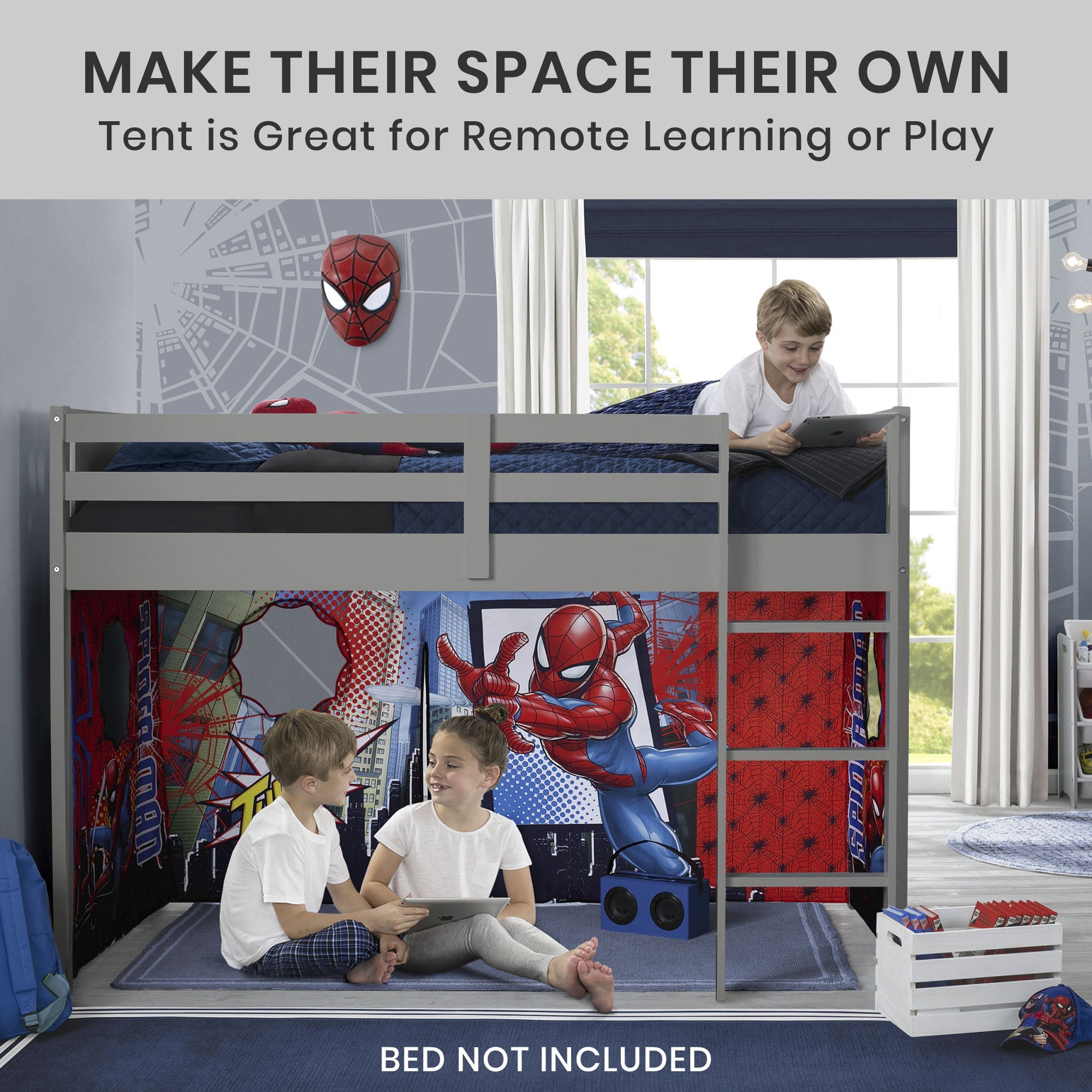 Spider-Man Loft Bed Tent by Delta Children - Curtain Set for Low Twin Loft Bed (Bed Sold Separately)