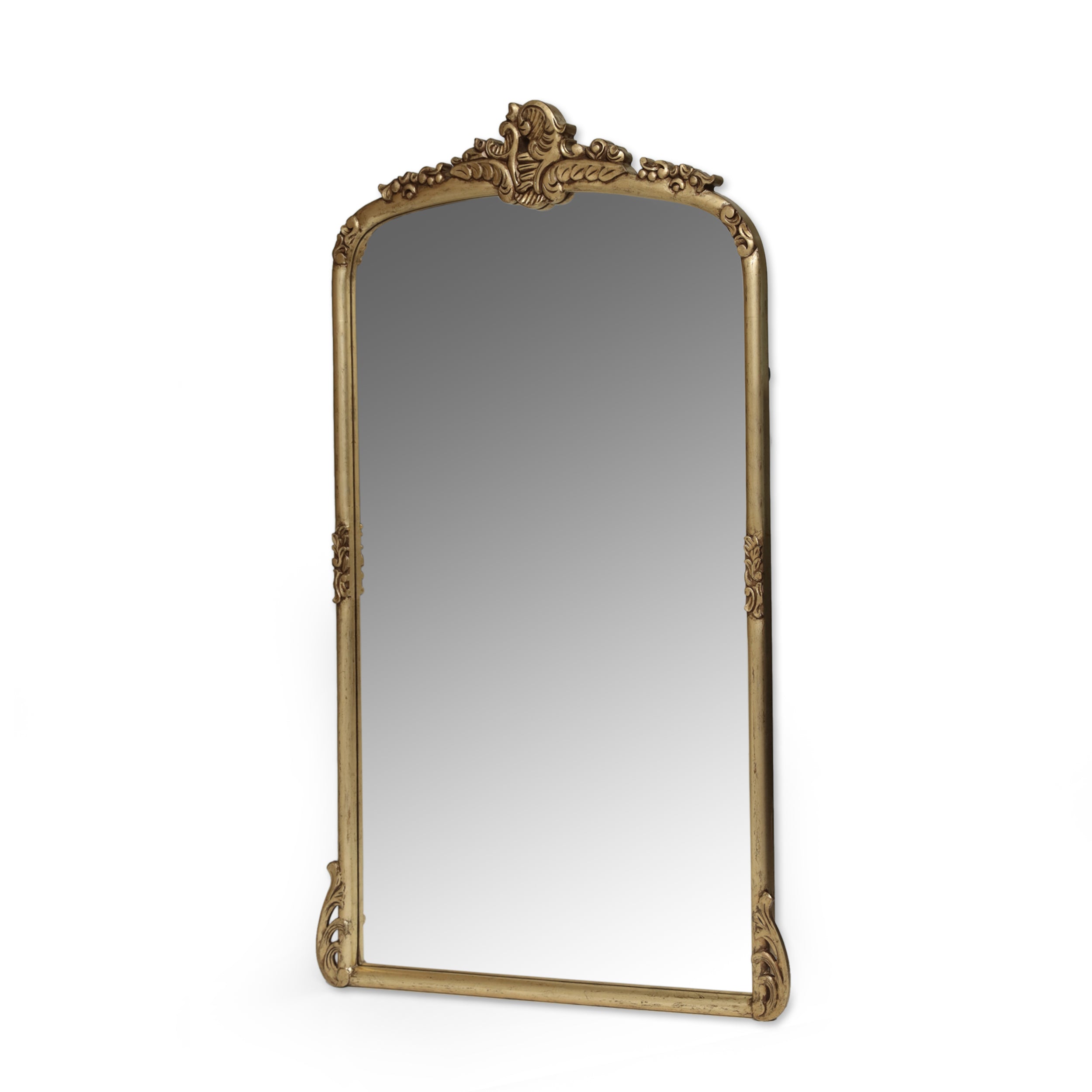 Andrea Traditional Handcrafted Over Mantle Mirror, Antique Gold