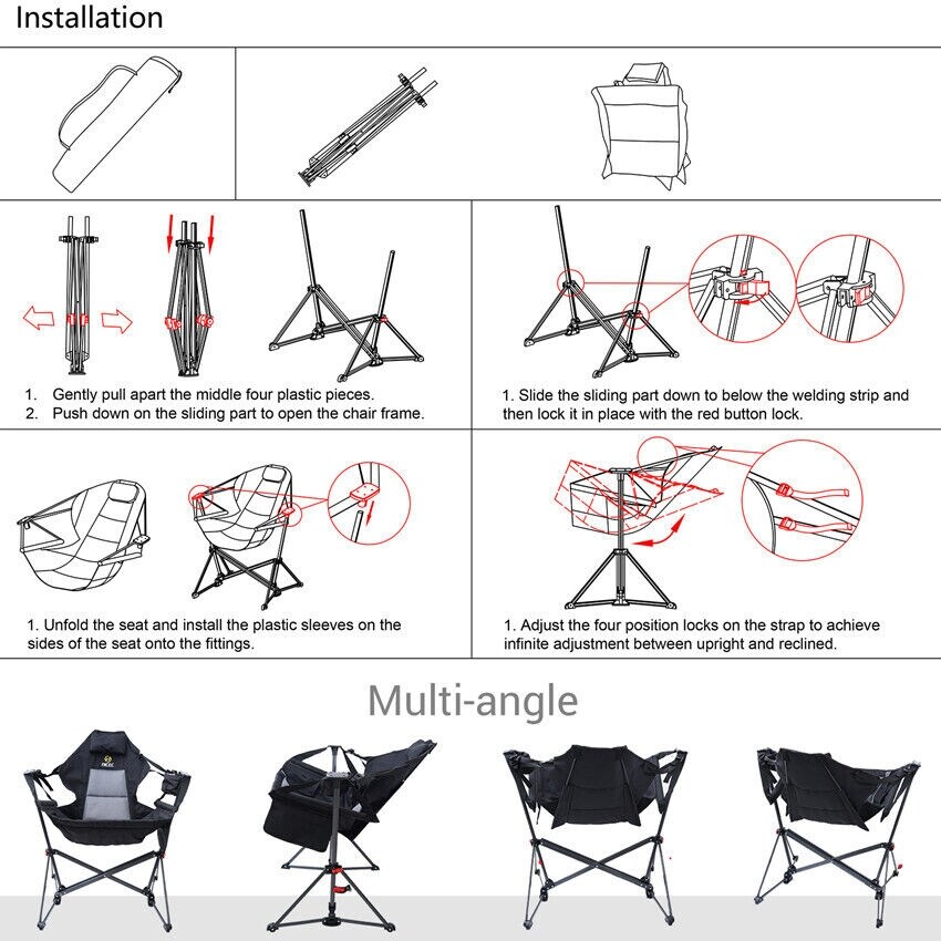 Hammock Camping Chair  Swing Chair  Folding Rocking Chair  Camping Chair  High Back with Stand  Cup Holder  Heavy Duty