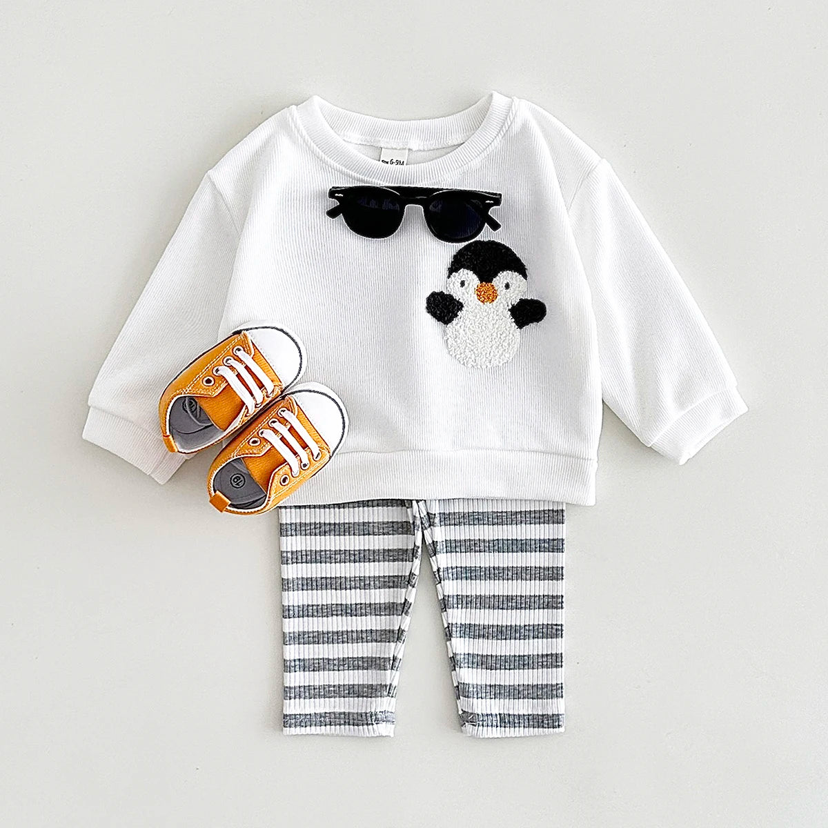 New Baby Clothing Set Cartoon Penguin Embroidery Top+Pants Warm Clothes Spring Autumn Newborns Baby Boys Girls Infant 2Pcs