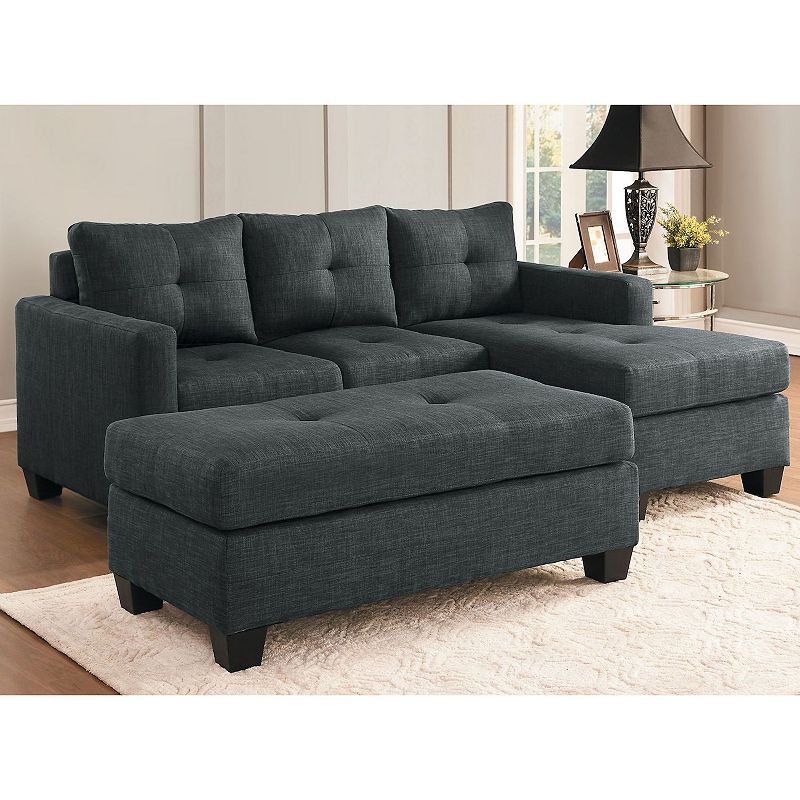 F.c Design Reversible Sofa Chaise Unique Style Microfiber Fabric Upholstered Sectional Couch