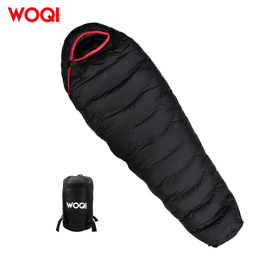 Woqi Ultralight Down Sleeping Bag Hiking Sleeping Bad With Compression Sack Outdoor Mummy Bag for Camping