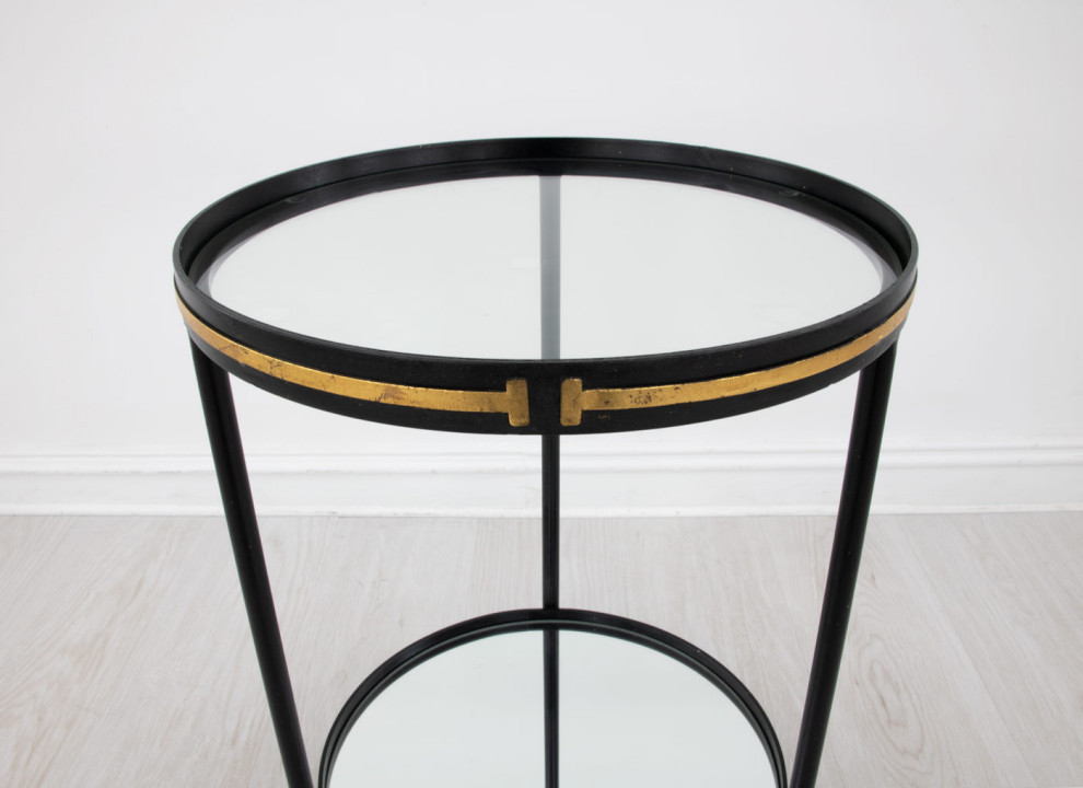 Vada Black  ampGold Side Table   Transitional   Side Tables And End Tables   by Virgil Stanis Design  Houzz