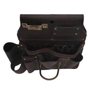 OX TOOLS Drywaller's Brown Oil Tanned Leather 12-Tool Pouch Holder OX-P263801