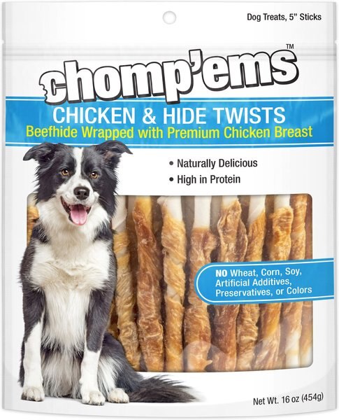 RUFFIN' IT Chomp'ems Chicken Hide Twists Jerky Dog Treats