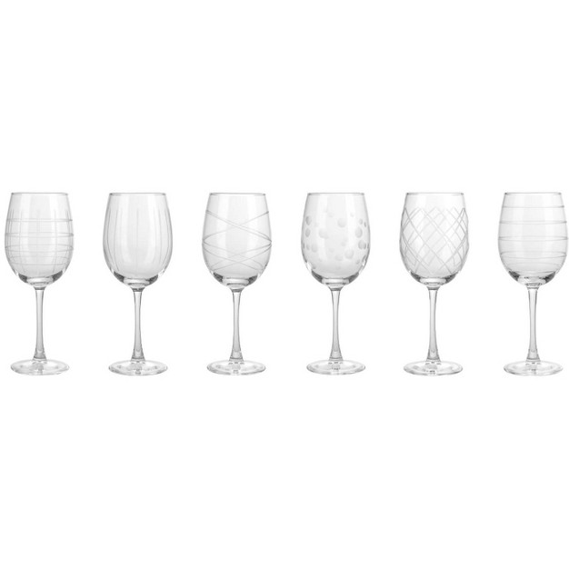 Fifth Avenue Crystal Medallion Wine Glasses Set Of 6 15 5 Oz Long Stem Durable Glass Cups Textured Etched Patterns