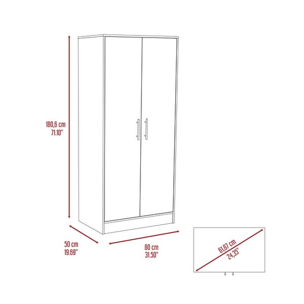 Particle Board Rectangle Armoire with Combo Storage， Bottom Inner Drawer - - 37938183