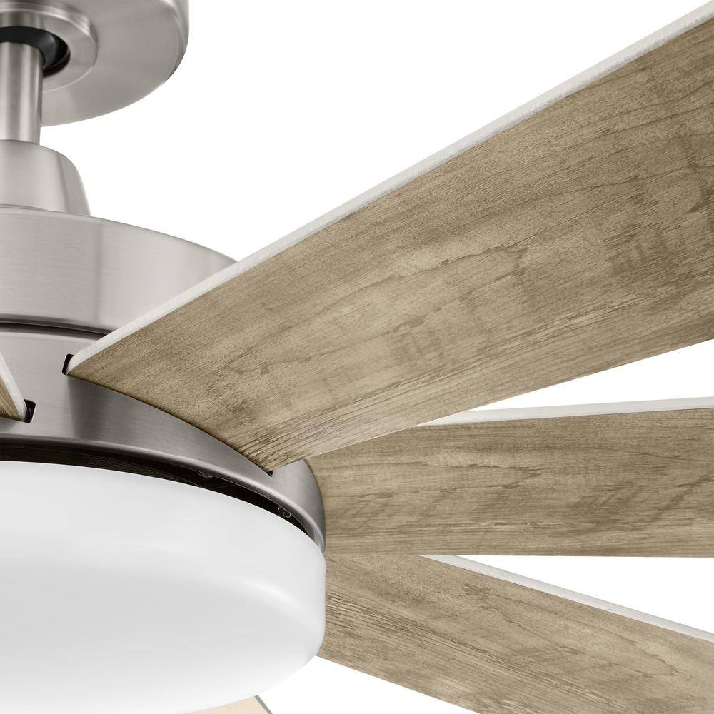 Hampton Bay Bayla 52 in. Integrated CCT LED Indoor Brushed Nickel Ceiling Fan with Light and Remote Control Included AK401A-BN