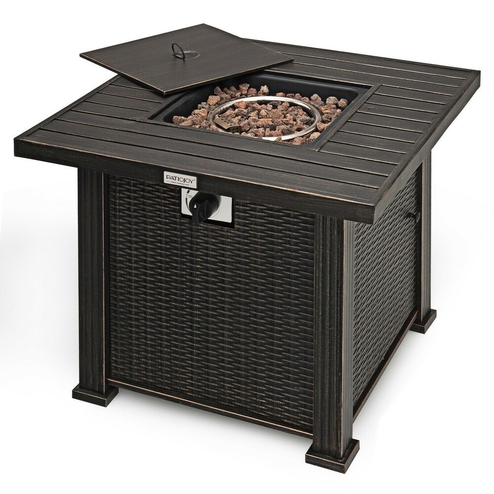 Outdoor 30 Inch Square Propane Gas Fire Pit Table   50000 BTU with Cover   30\