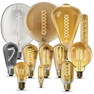 Feit Electric 100-Watt Equivalent ST19 Dimmable Straight Filament Clear Glass Vintage Edison LED Light Bulb Bright White (4-Pack) ST19100CL930CA4