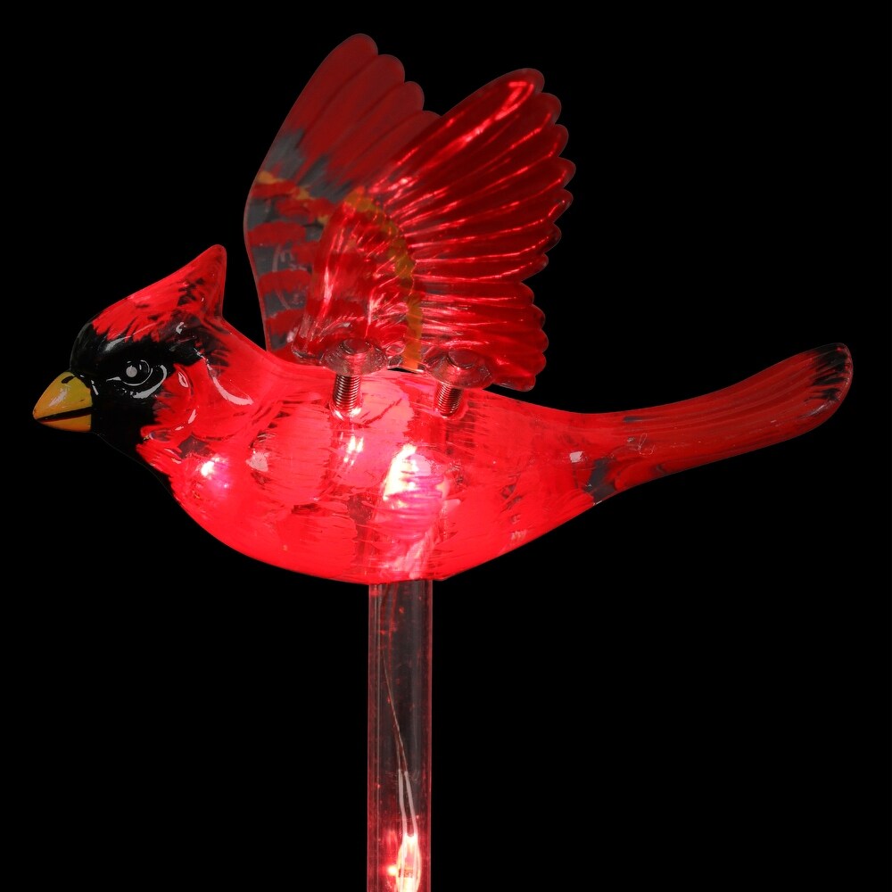 Exhart Solar WindyWing Garden Stake Set of Cardinal  Hummingbird and Blue Bird with Colored LED Lights  4 by 27 Inch