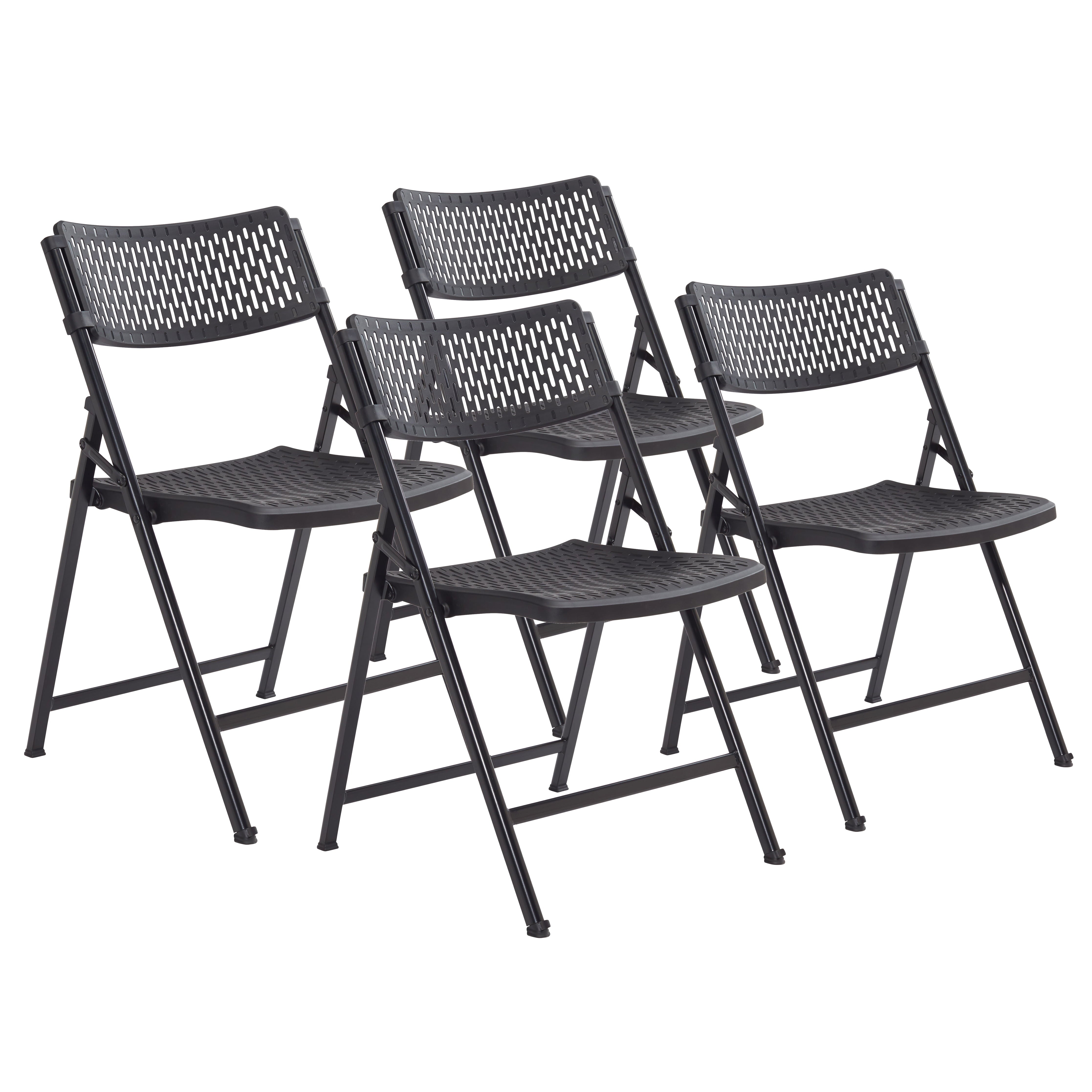 (4 Pack) NPS AirFlex Series Premium Polypropylene Folding Chair, Black