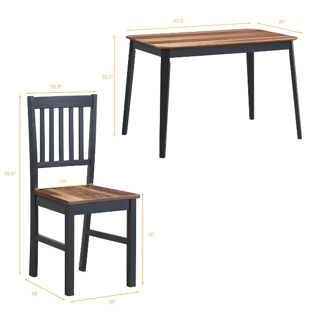 Costway 5pcs Mid Century Modern Black 29 5 x27 x27 Dining Table Set 4 Chairs W wood Legs Kitchen Furniture