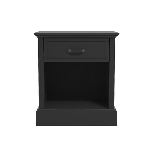 Set of 2 Black Wooden Cabinet Nightstands with Single Drawer 24.25