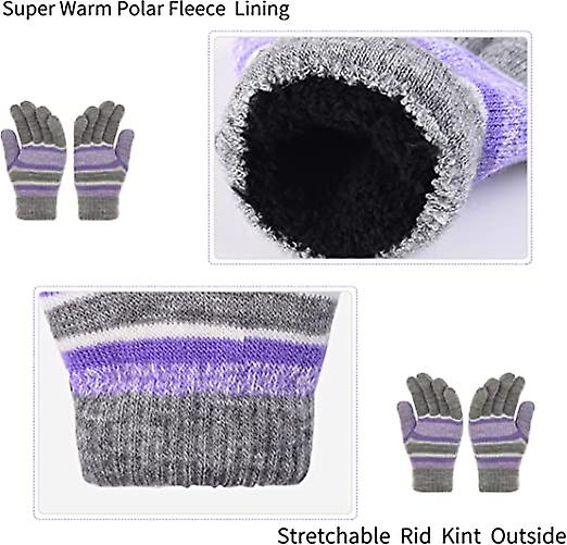 3pcs Kids Winter Hat Scarf Gloves Set For 3-6 Years Old(purple)