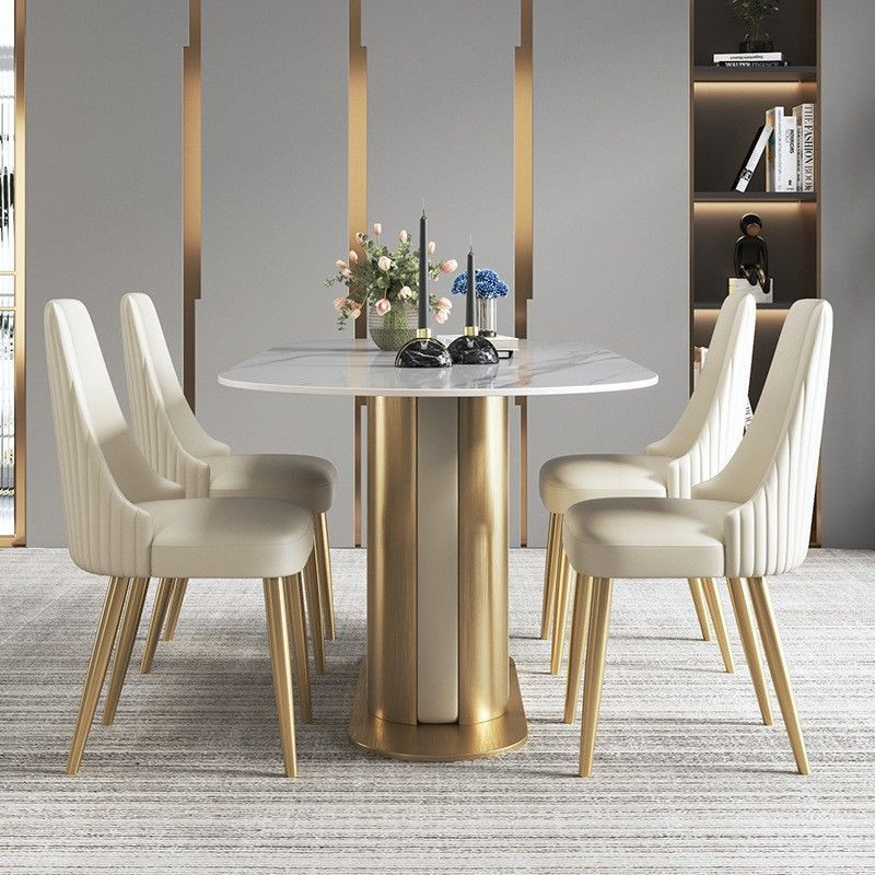 Gold Light Luxury Leather Dining Chair   Contemporary   Dining Chairs   by Miron Demid LLC  Houzz