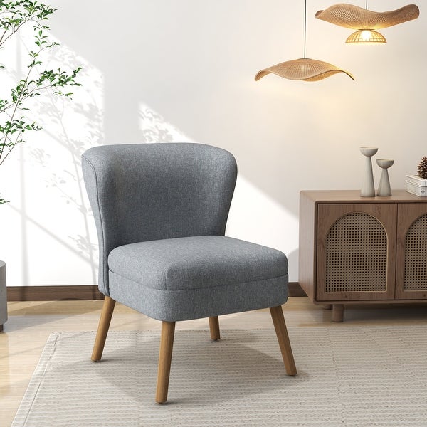 Linen Fabric Armless Accent Chair