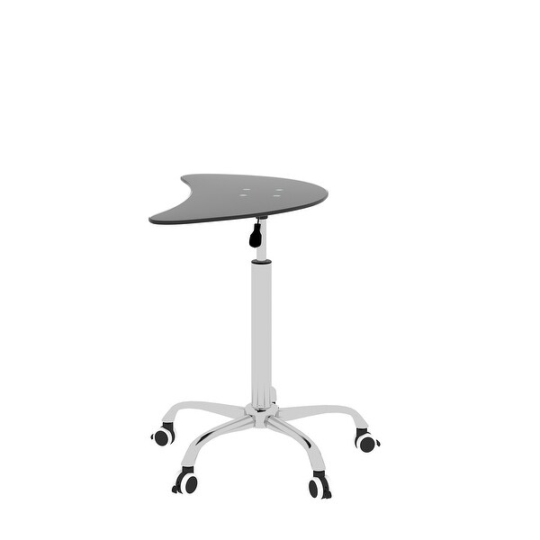 Adjustable Height Tempered Glass Side Table with Lockable Wheels