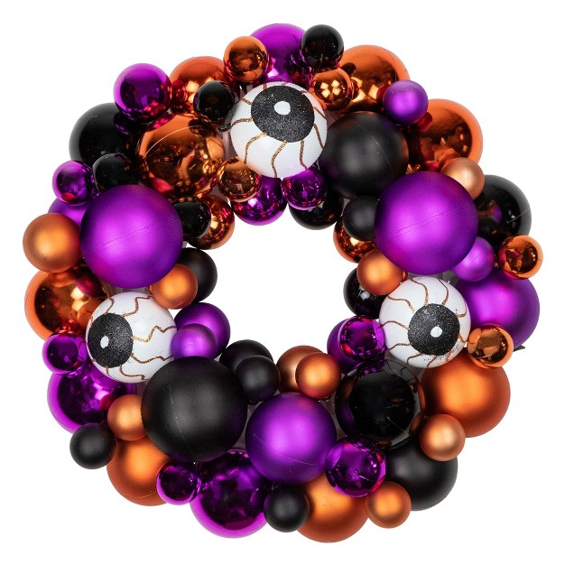 Northlight Multi color Shatterproof Ball Ornament Halloween Wreath 13 inch Unlit