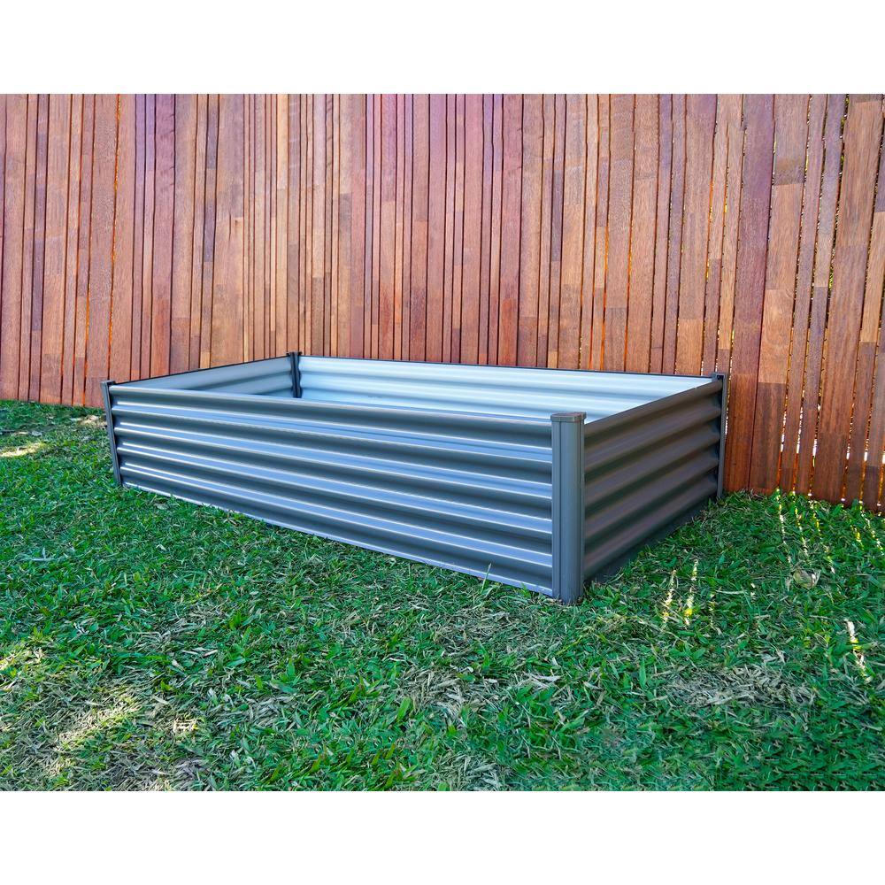 THE ORGANIC GARDEN CO. 78 in. L x 39.3 in. W x 16 in. H Woodland Gray Galvanized Metal Raised Garden Bed AB1301