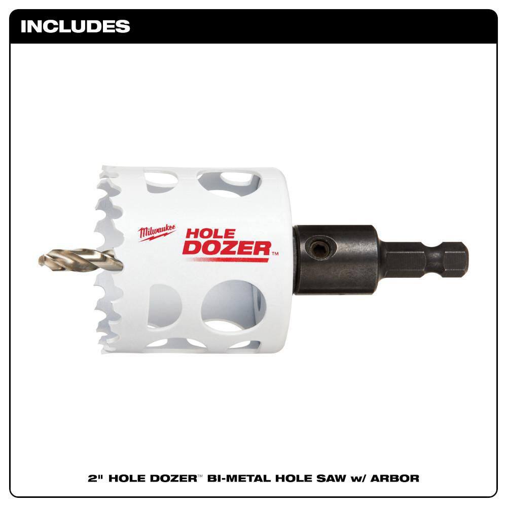 MW 2 in. Hole Dozer Bi-Metal Hole Saw with 38 in. Arbor  Pilot Bit 49-56-9667