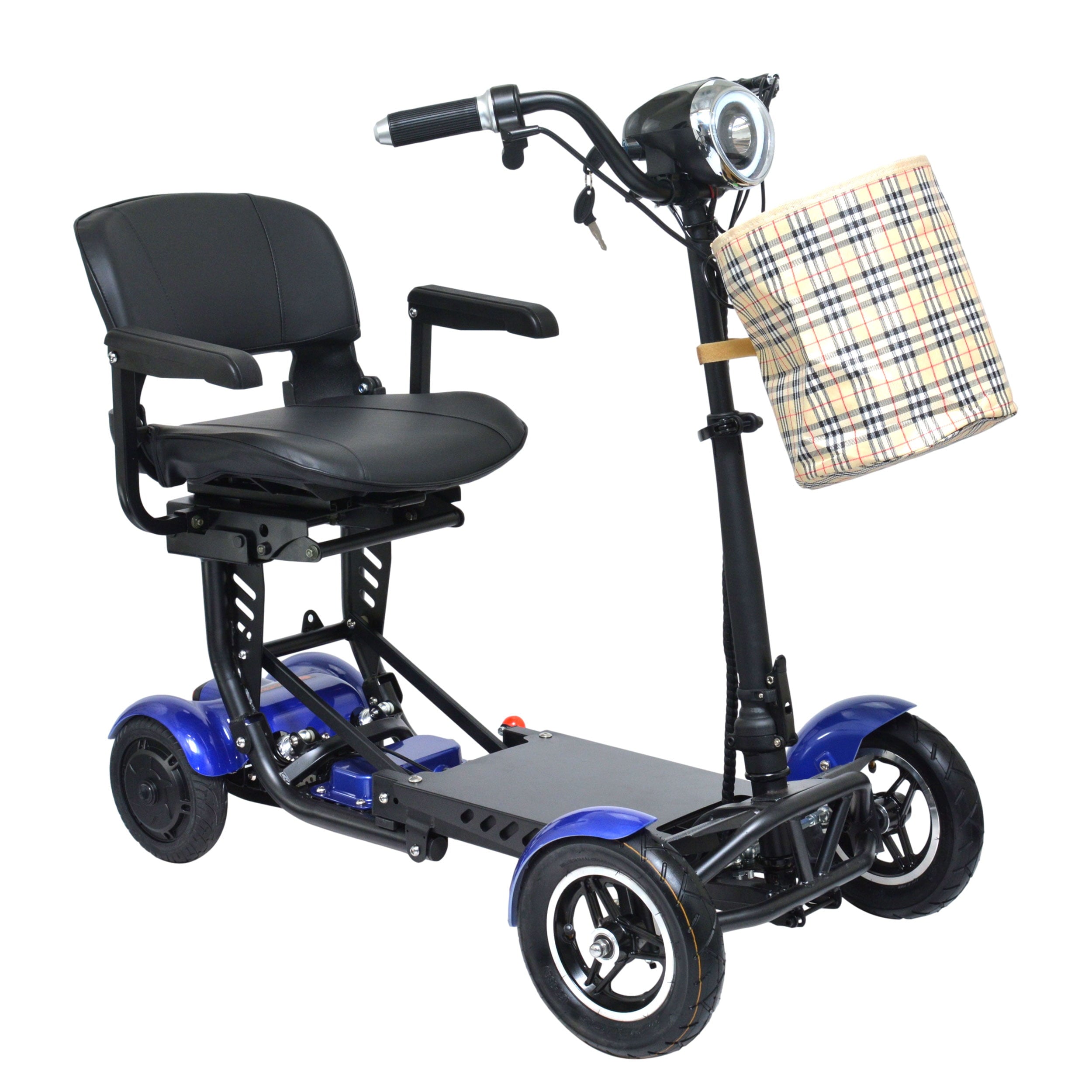 Smart Lightweight Electric Mobility Scooter, Easy Travel Wide Seat - Blue