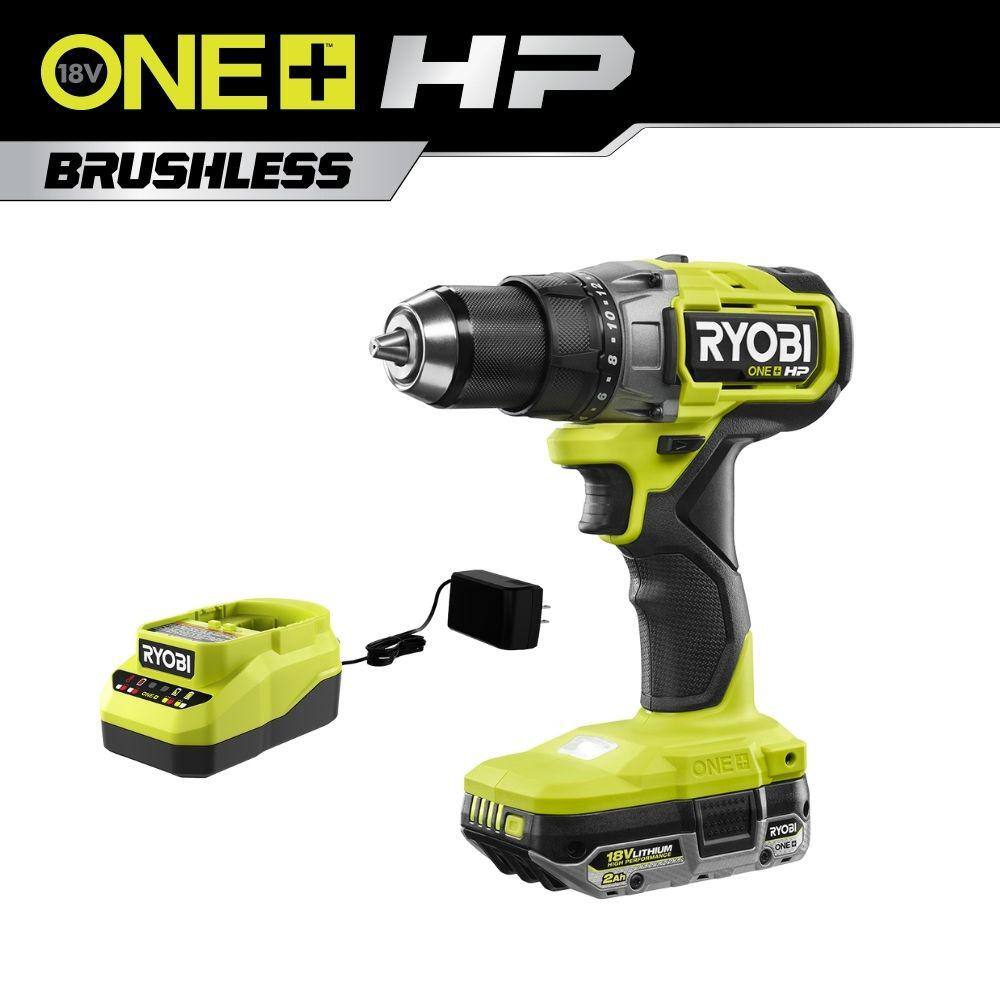 RYOBI ONE+ HP 18V Brushless Cordless 1/2 in. Drill/Driver Kit with (2) 2.0 Ah HIGH PERFORMANCE Batteries, Charger, and Bag PBLDD01K