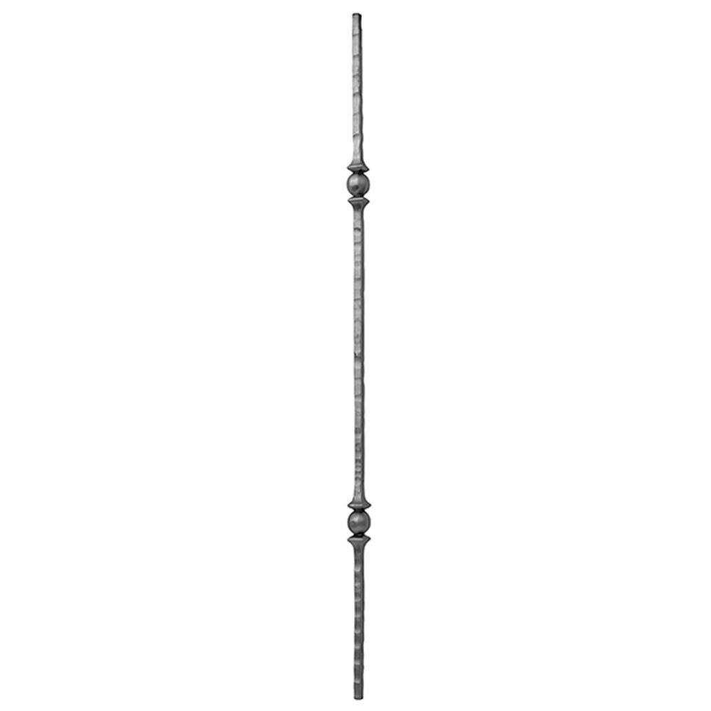 arteferro 39-38 in. x 12 in. Square Hammered Bar Dual Bosses With Tapered Ends Forged Raw Picket 1051