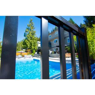 PEAK AquatinePLUS 58 in. x 72 in. x 4 ft. Black Aluminum Pool Fence Rail and Picket Kit 57113