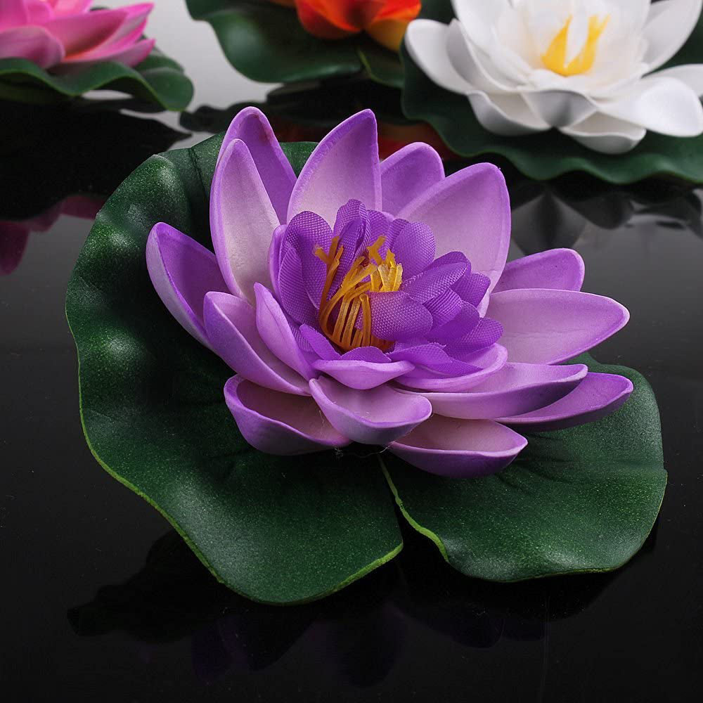 Willstar 4PCS Water Feature Artificial Floating Lotus Flowers， Pond Planter Realistic Water Lily Flower/Lotus Ornaments for Garden Pond Aquarium Fish Tank Decoration